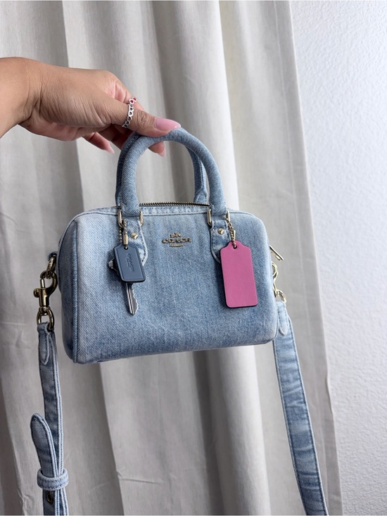 Coach Handbags - Coach Light Blue Denim Mini Satchel with Pink Tag
